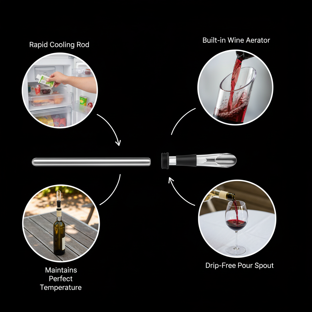 Klubni Stem - Wine Chilling Stick with Aerating Pourer