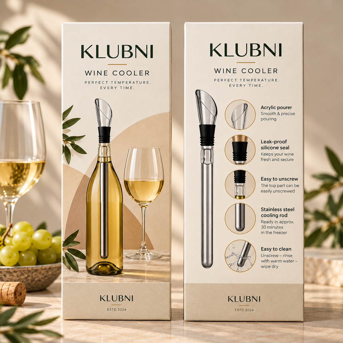 Klubni Stem - Wine Chilling Stick with Aerating Pourer